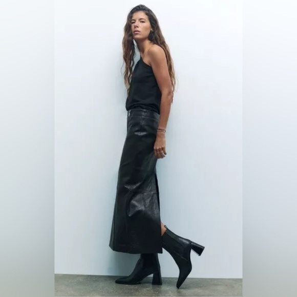 Zara Geometric Heel Pointed Ankle Boot Black - Picture 3 of 13